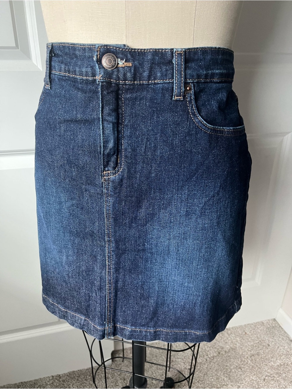 G.H. Bass & Co. Indigo Denim Skirt with Contrast Stitching